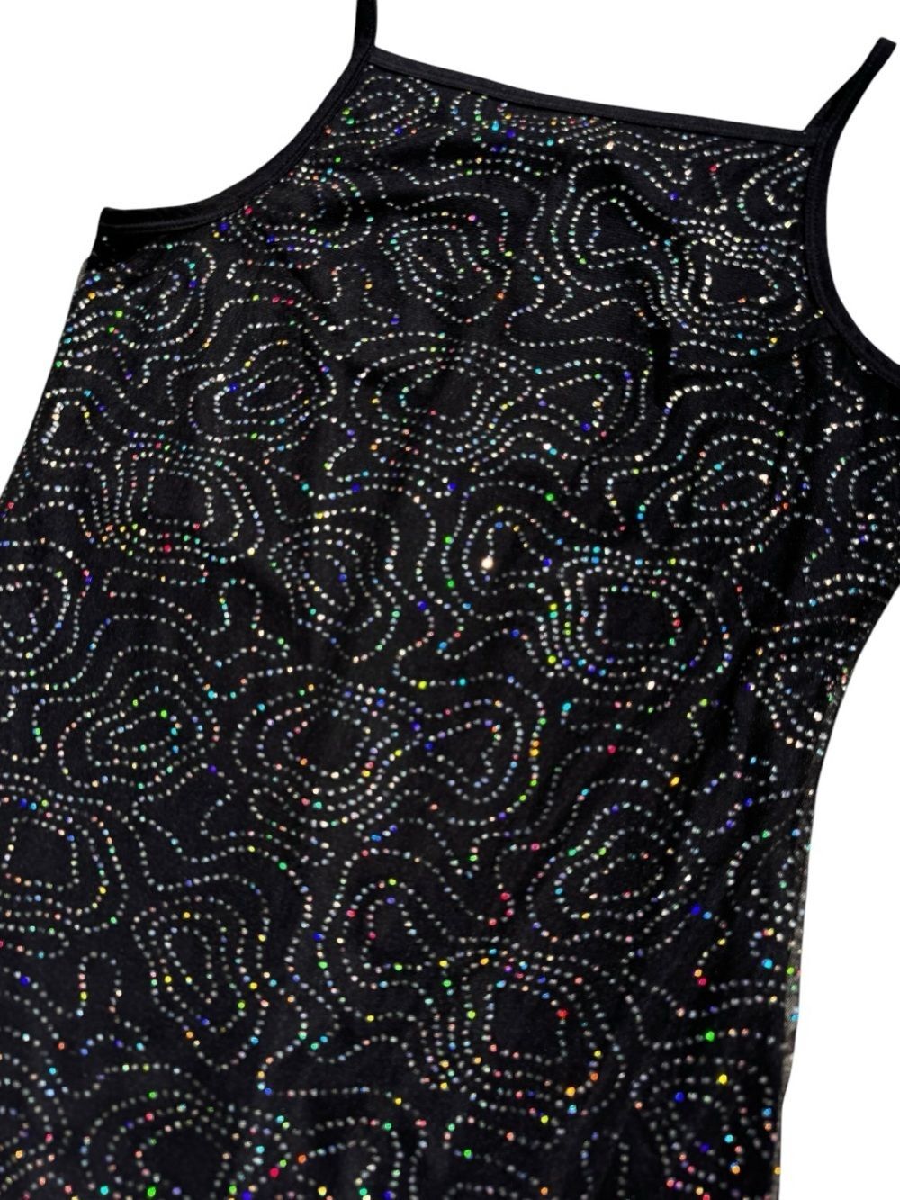 Homecoming Wedding Guest Cocktail Y2K Glitter Mesh Mini Iridescent Silver Rave M - Picture 2 of 6